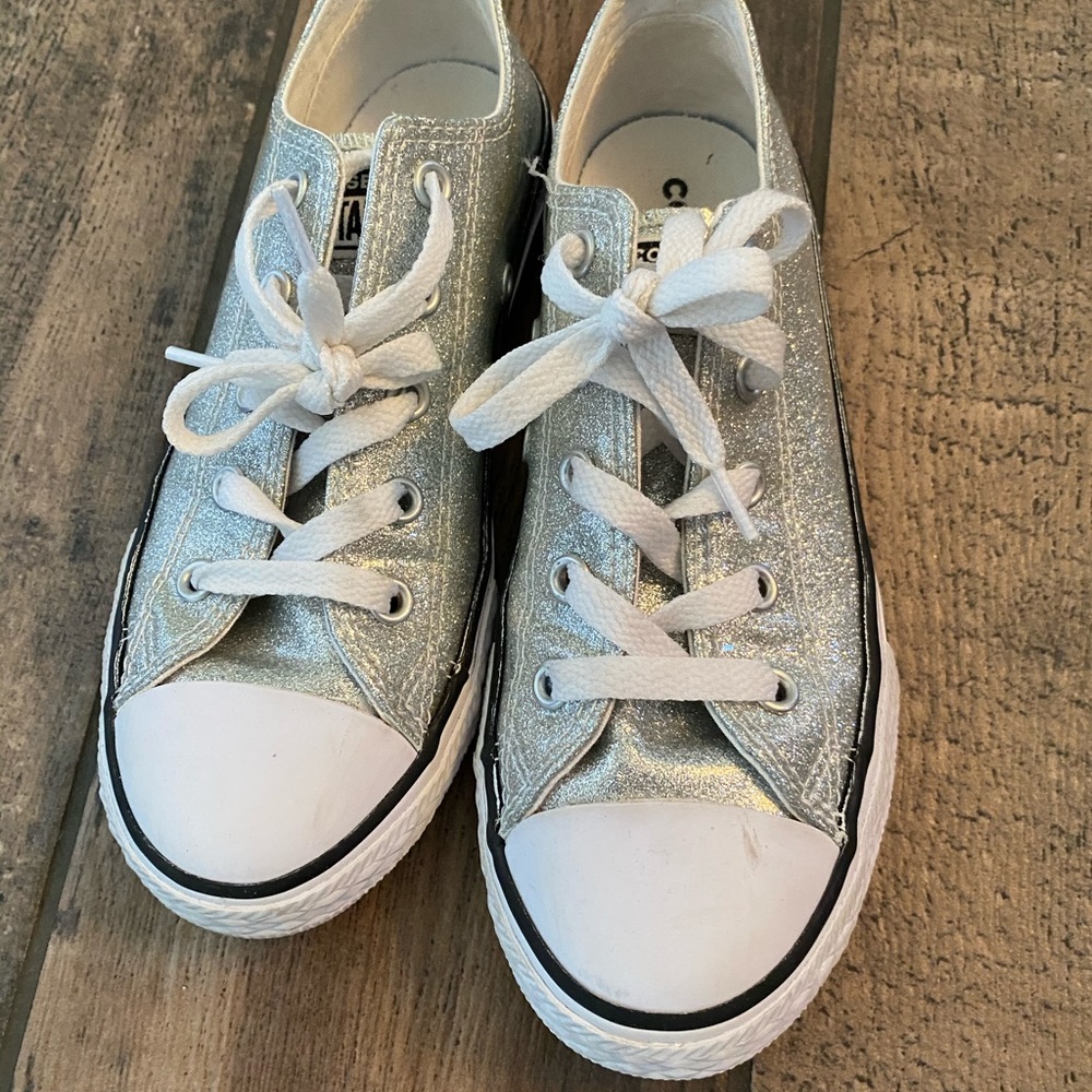 Silver glitter converse